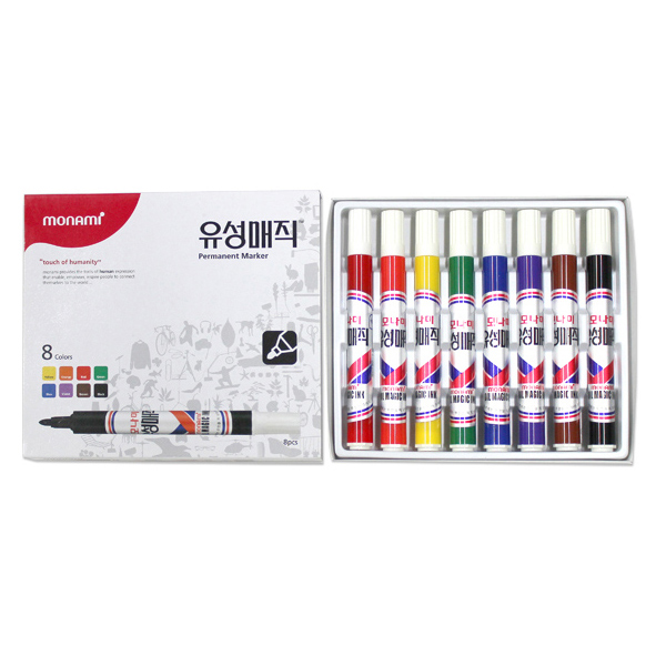 모나미 유성매직 8색세트 둥근닙