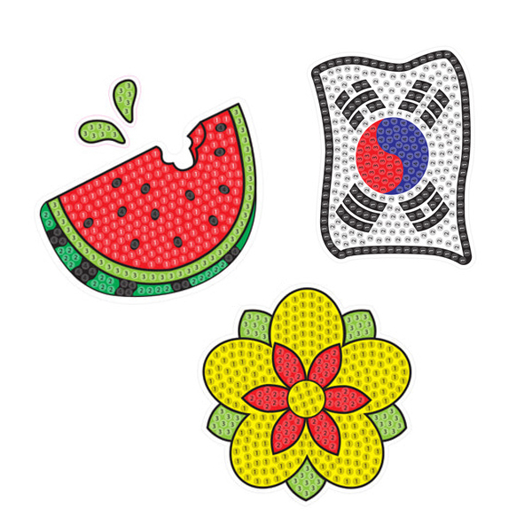 유니아트 스티커 보석십자수 만들기 여름수박/전통문양연꽃